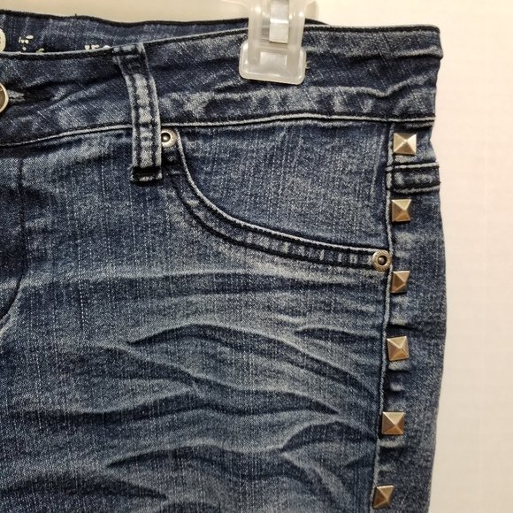 Mossimo jeggings 9 pyramid stud embellished tuexdo stripe style whiskered punk - Picture 4 of 15